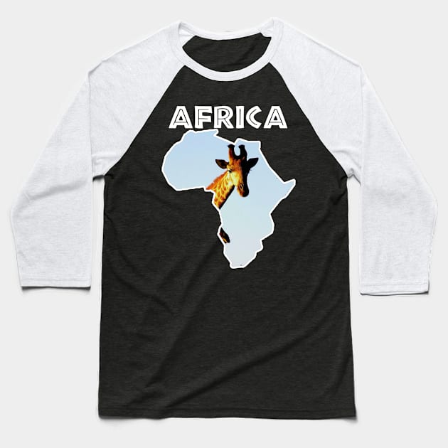 African Wildlife Continent Blue Sky Giraffe Baseball T-Shirt by PathblazerStudios